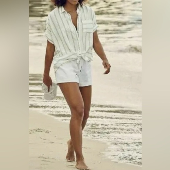 NWOT Athleta Anguilla Linen Blend Button Up Shirt - Picture 1 of 12